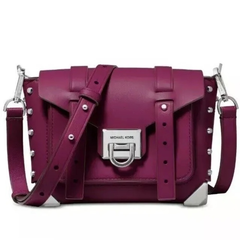 Michael Kors EUC Manhattan Garnet Leather Satchel Comfort Crossbody Strap